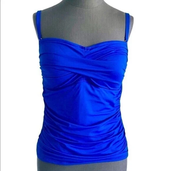 La Blanca Women's Blue Swimming Suit Top 36D Bra-Sized Support Nylon Stretch EXC - Picture 4 of 6